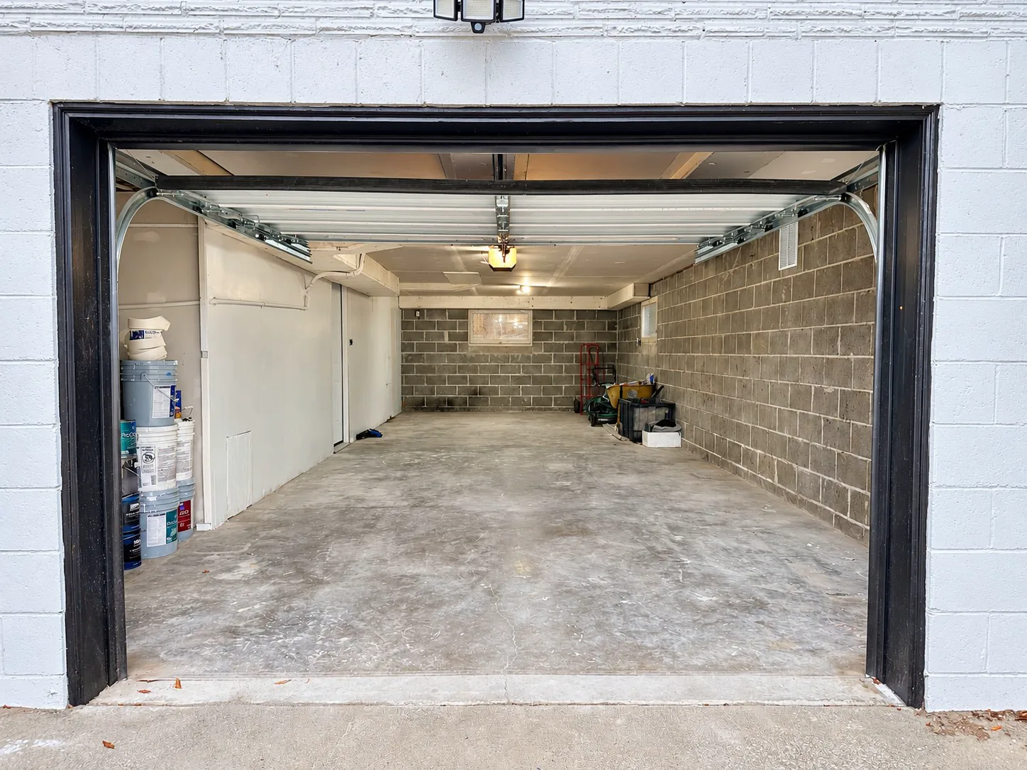Attached tandem two car garage from the driveway