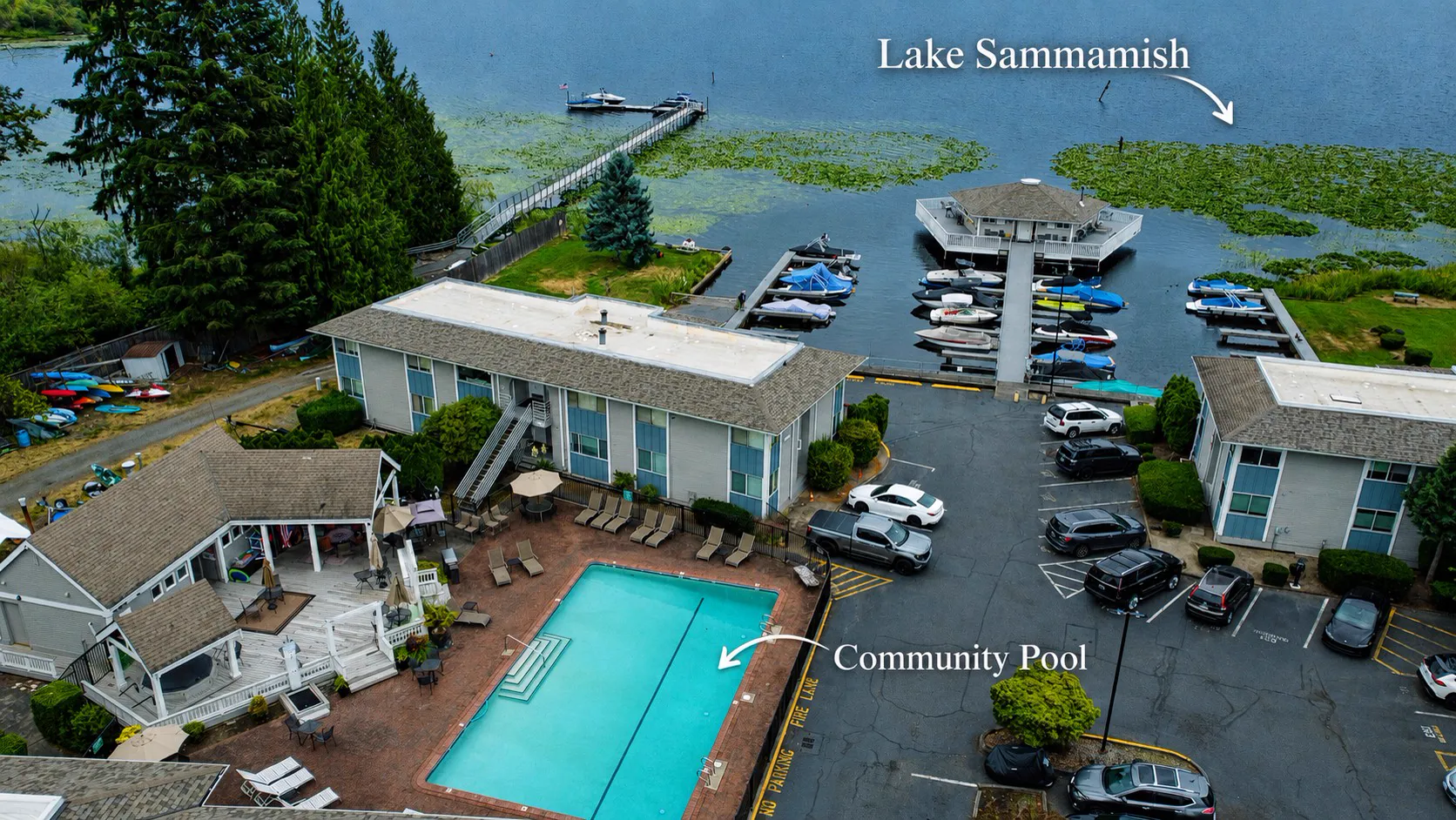 Pool overlooking Lake Sammamish